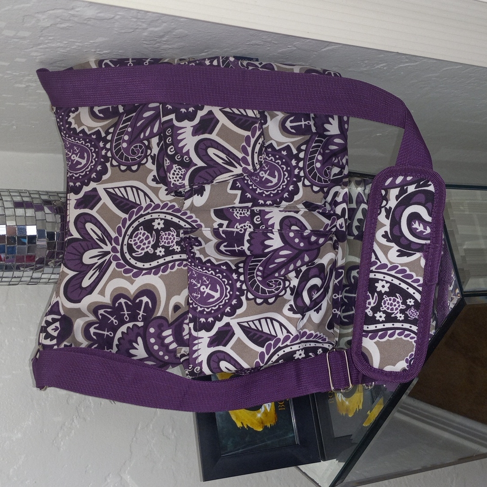 Ngil Purple Paisley, Turtle, Anchor Patterned Tote Bag
